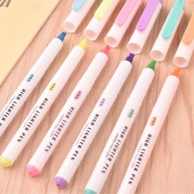 China Soft Color Fluorescent Ink Soft Color Chisel Seed PVP-616 Free Ink Highlighter Bar Pen For School & Office Supply for sale