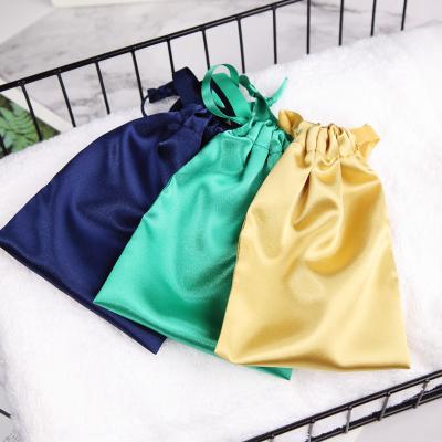 China Fashion Custom Logo Gift Cloth Satin Silk Soft Luxury Gift Drawstring Pouch Bag for sale