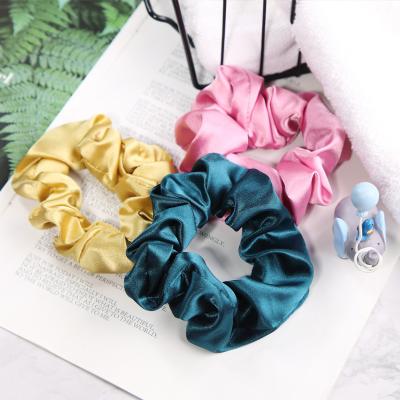 China Fashion Fashion Women Accessory Bulk Elastic Hair Ties Custom 50 Solid Satin Hair Bands Girls Wholesale Silk Hair Scrunchies for sale