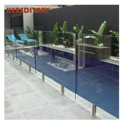 China Modern cheap frameless stainless steel swimming pool glass fence with glass spigot high quality for sale