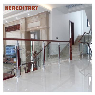 China Modern Home Staircase Modern Wooden Aluminum Balustrade Handrail Interior Glass Railings for sale