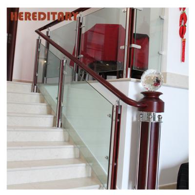 China Glass Balustrade Stair Railing/Glass Railing Modern Wooden Glass Stair Railing /Aluminum Glass Railing Fence for sale