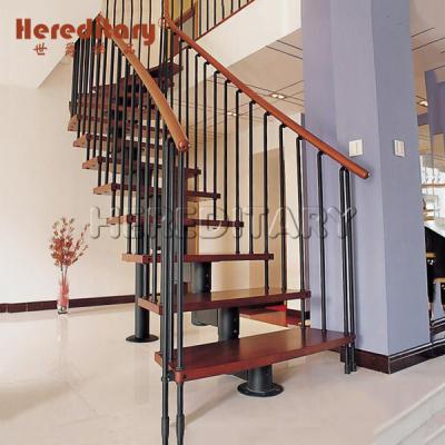 China Hotel Used Metal Stairs Stringers Wooden Oak Steps Staircase For Sale for sale