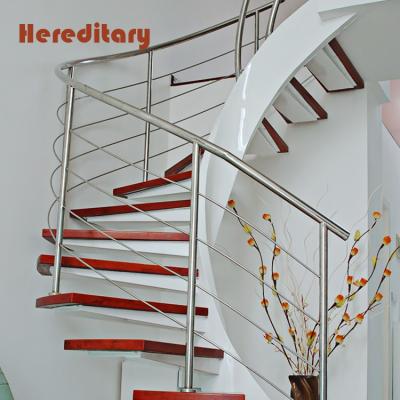 China Hotel interior morden oak wood stairs steps around stairs / curved staircase for sale