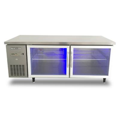 China Single-temperature static cooling commercial blue light glass door undercounter refrigerator for sale