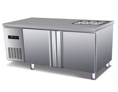 China Single-Temperature Static Cooling Stainless Steel 201 2 Door Salad Counter Refrigerator for sale