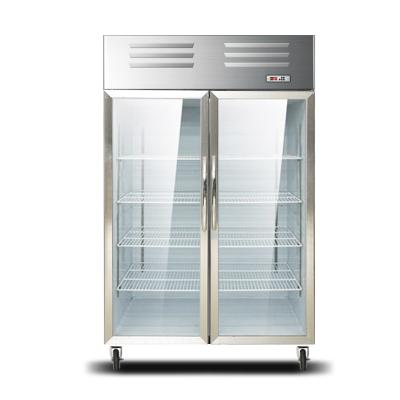 China Jinbest Luxury Large Double Door Single-temperature Glass Display Fridge Upright Refrigerator Showcase for sale