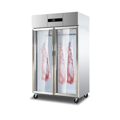 China Large Capacity Glass Vertical Single-temperature 4 Door Meat Freezer Hanging Display Cabinet For Butcher Shop for sale