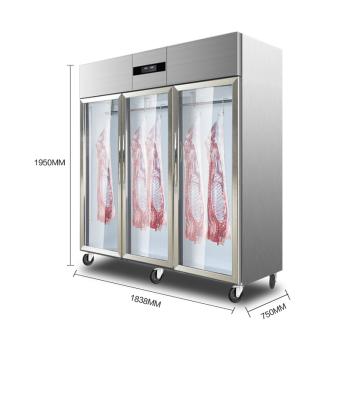 China Single-Temperature Restaurant 3 Door Glass Meat Static Cooling Hanging Refrigerator for sale