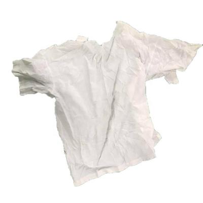 China Viable Old Second Hand Used White Color T Shirt Fabric Trash Mopping Rags for sale