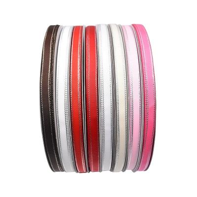 China Viable Manufacturers Wholesale 10mm Multicolor Printed Ribbed Pattern Ribbon Gift Wrap Dress Ribbon for sale