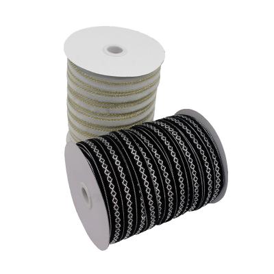 China High tenacity manufacturers wholesale 1.5cm multicolor jacquard flocking tape apparel gift box wedding decoration ribbon for sale