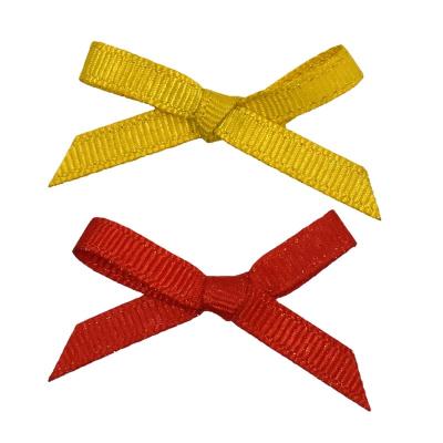 China Recyled HAN FAN Factory Custom 0.6cm Gold Weft Ribbed Bows Gift Apparel 100% Polyester Satin Ribbon Handmade Bows for sale