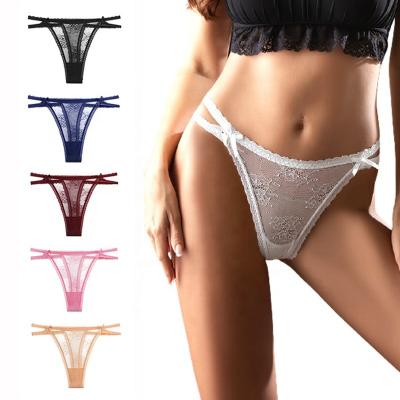 China Wholesale Women Breathable Sexy Underwear Panties Factory Factory Wholesale Lace T-back T-back Pretty for sale