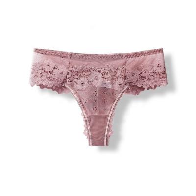 China Antibacterial Women's Sexy Panties T-back Underwear Thongs Transparent Female Lingerie Lace Hollow Out Panties For Ladies for sale