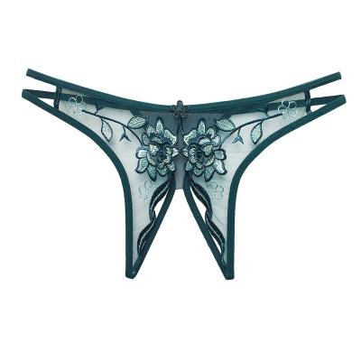 China Wholesale Breathable Sexy G-String Women's Panties Cheap Thongs Lace Hollow Out Women Underwear Ladies Sexy Flower Embroidery Panties for sale