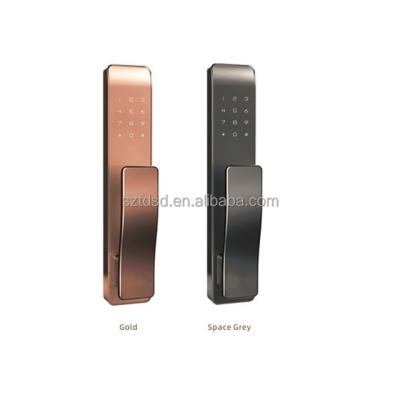 China Wifi Luxury Biometric Fingerprint Handle Digital Smart Door Lock For Wooden Door for sale