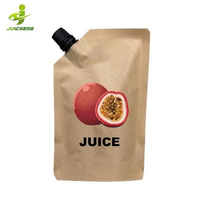 China JIACHENG Waterproof 250ml Moisture Proof Ready Stock Eco Refill Stand Up Liquid Plastic Drink Packaging Bag Kraft Paper Spout Pouch for sale