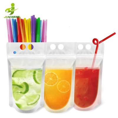 China Package Kid Water Moisture Proof Resealable Transparent Grape Juice Stand Up Bag Plastic Zipper Seal Drink Pouch For Straw With Zipper for sale