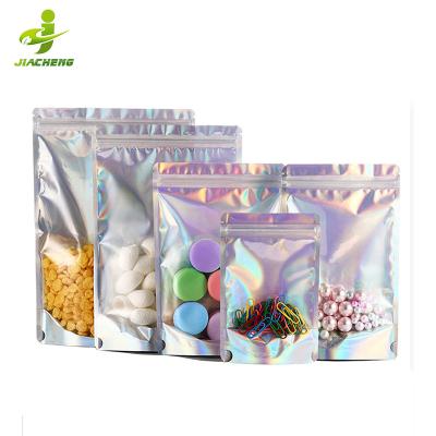 China JIACHENG Moisture Proof Custom Printed Mylar Holographic Cosmetic Packaging Stand Up Zip Lock Pouch for sale