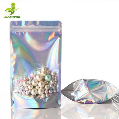 China JIACHENG Moisture Proof Custom Printed Mylar Holographic Cosmetic Packaging Stand Up Zip Lock Pouch for sale