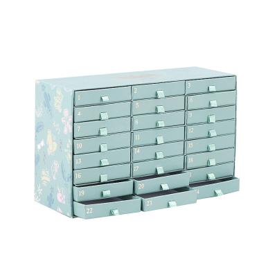 China Popular Reused Beauty Advent Calendar Box Hot Selling Materials Custom Advent Calendar Box 24 Day Advent Christmas Calendars With Drawers for sale