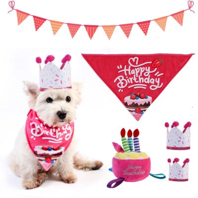 China Viable Bandana Warm Hat Girl Birthday Supplies Cute Selling Dog Cake Chewing Toys Pet Party Decoration for sale