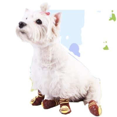 China Low Price Sustainable Pet Anti-Slip Knit Dog Paw Protector Rubber Reinforcement Dog Cat Socks for sale