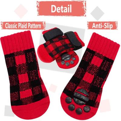 China New Design Sustainable Non-Slip Classic Lattice Winter Soft Dogs Dogs Paw Set Indoor Pet Protector for sale