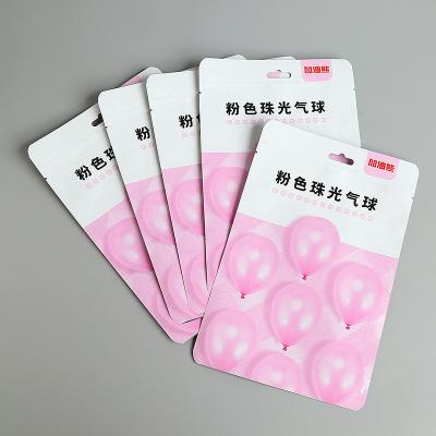 China Security 15*24cm Custom Print Logo Pink And White Color Aluminized Pet+Cpp Plastic Packaging Balloon Header Bag With Hang Hole for sale