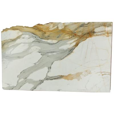 China Modern Natural Stone Calacatta Borghini Gold Marble Slabs Gold Vein Large White Marble Tile Slab Tile for sale