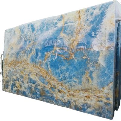 China Luxury Backlit Blue Onyx Jade Slab For Wall Panel Unique Good Quality Marble Onyx Blue Decoration for sale