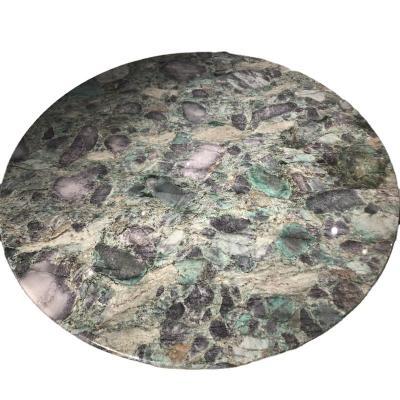 China Factory Direct Peacock Stone Green Modern Granite Table Natural Quartzite Coffee Table Top for sale