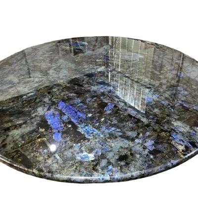 China Luxury Blue Round Blue Lemurian Granite Modern Customized Coffee Labradorite Table Counter Top for sale