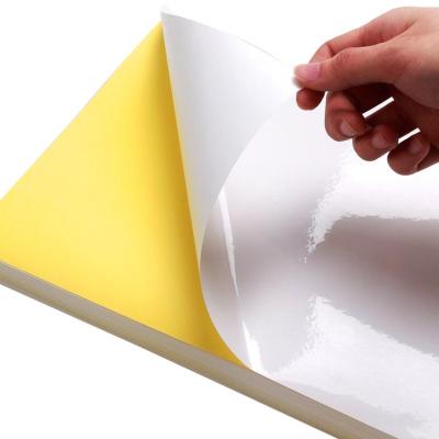 China Glossy or Matte Self Adhesive Paper Yellow Posterior Sticker Label Paper A4 Sheet Size for Inkjet Printing for sale