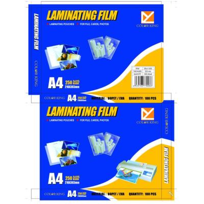 China Guangzhou wholesale yuhan moisture-proof 125mic king color PET laminating film cold and hot laminating film material with A4 size for sale