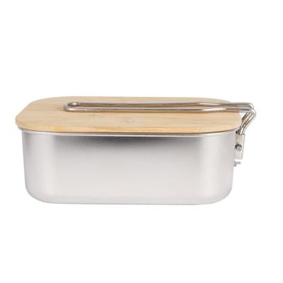 China From factory HANDLE wholesale hot sale 304 stainless steel SINGLE FOLDING bowl directly with bamboo lid and single foldable handle outside ship for sale