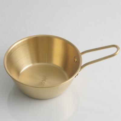 China Viable factory wholesale hot sale food grade 304 stainless steel gold bowl with handle for camping cooking picnic or kitchen for sale