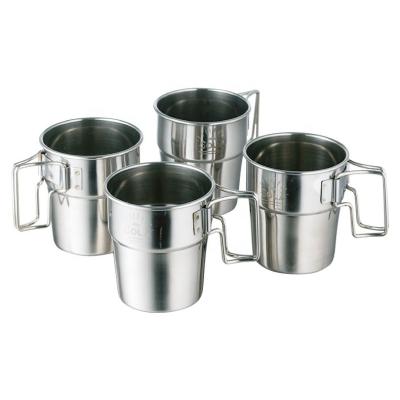 China Factory Wholesale Hot Selling Portable Stainless Steel Coffee Water Cup Set Beer Cup Foldable Handle Viable For Camping Outdoor Travel for sale