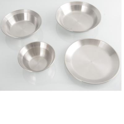 China Sustainable Portable 4pcs Cooking Dishes Set Tray Set Cookware Set Reusable 201 Eco Stainless Steel Material for sale