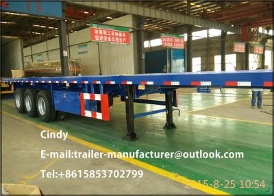 China Tri - axle 20 feet container loading flatbed trailers semi truck flatbed for sale