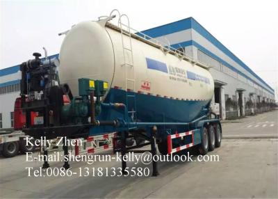 China Blue White Tri Axle 40m3 Cement Transport Trucks Tank Semi Trailer for sale