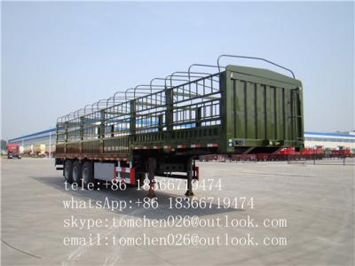 China Tri-axle box type flat bed trailer with side cover , Side Wall Trailer for sale