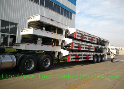 China 3 Axles 60 tons steel Low Bed Semi Trailer with hydraulic ladder for sale