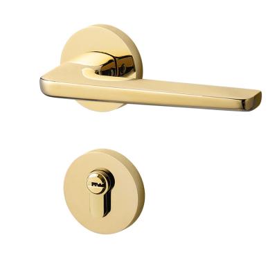 China Hot Selling Modern Gold Color Hotel Bedroom High Quality Zinc Alloy Door Handle With Lock for sale