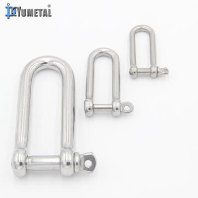 China Heavy Industry Chain Long D Type Shape Anchor Shackle Screw Pin European JIS Shackle Type SS304 AISI316 Heavy Duty Stainless Steel for sale