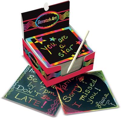 China Rainbow Loose Leaf Scratch Art Box Mini Notes - The Original (arts and crafts, wooden stylus, 125 counts, great gift for girls and boys for sale