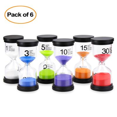 China Mosskic 6 Colors Hourglass Timer Sand Timer 1/3/5/10/15/30 Minutes Sandglass Timer for Kids Games Classroom Kitchen Home Office BQ061 for sale