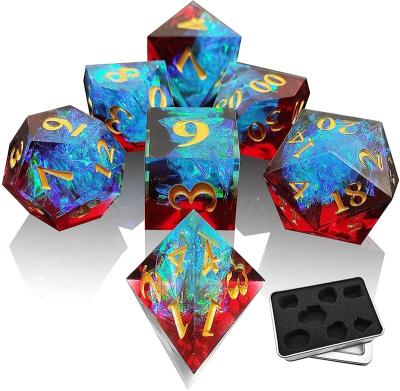 China DND Games Handmade Die Sets Polyhedral Rainbow Style DND Resin Edge Custom Dies Set for DnD D&D Dungeons and Dragons RPG Dies for sale