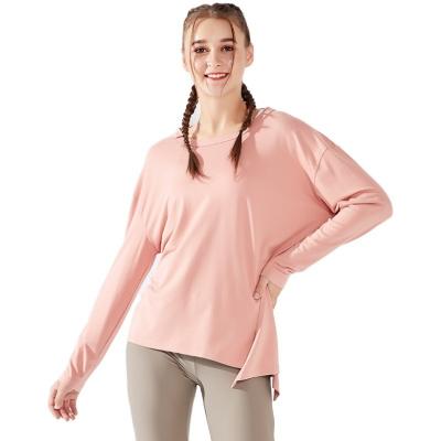 China Seamless Sportswear Breathable Women Yoga Tops Elastic Long Sleeve Fitness Sport T-shirts Workout Running Top for sale